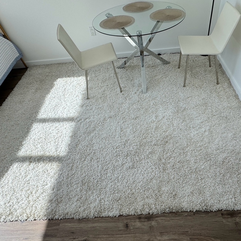White fluffy curly Rug Carpet 8 x 10 Great Conditions